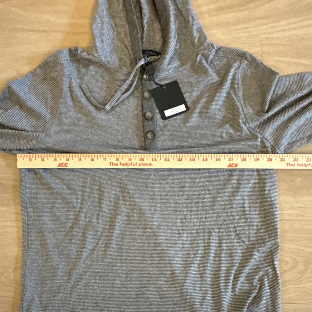 Robert Barakett Montreal Caesar Hoodie Men's M Gray Warm Ash Striped NWT - Picture 6 of 9